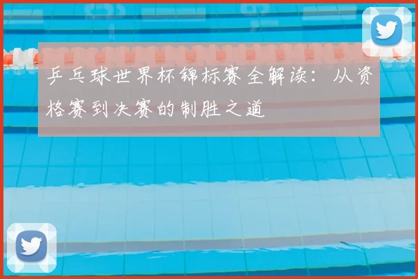 乒乓球世界杯锦标赛全解读：从资格赛到决赛的制胜之道